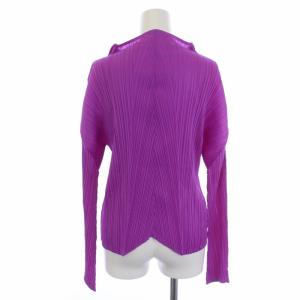 美品 イッセイミヤケ プリーツ タートル長袖ブラウス パープル