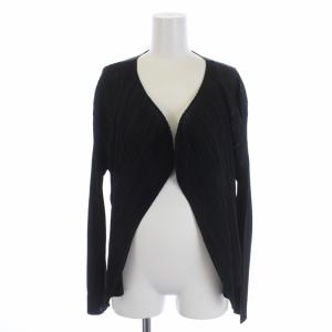 イッセイミヤケ カーディガン 長袖 前開き プリーツ 日本製 4 XL 黒 ブラック PP83-J0814