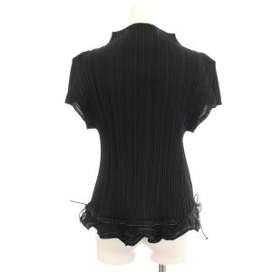 PLEATS PLEASE ISSEY MIYAKE イッセイミヤケ カットソー 半袖 プリーツ ハイネック フリル 4 ブラック