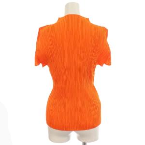 PLEATS PLEASE ISSEY MIYAKE イッセイミヤケ カットソー 半袖 ハイネック プリーツ L相当 4 オレンジ