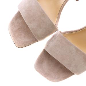 Sergio Rossi STRAP SANDAL サンダル スエード スクエアトゥ ハイヒール チャンキーヒール ストラップ 36 23.0cm ピンクベージュ