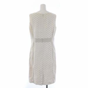 LANVIN COLLECTION ノースリーブロングワンピース レース切替 刺繍 40 Ｌ 白 ホワイト ベージュ