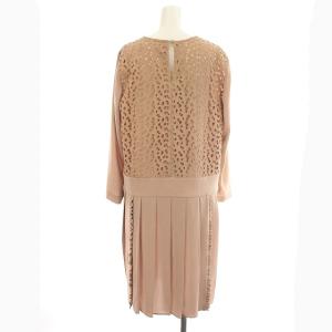 Max Mara ワンピース 七分袖 レース プリーツ 42 M ベージュ