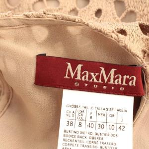 Max Mara ワンピース 七分袖 レース プリーツ 42 M ベージュ