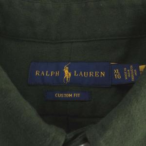 RALPH LAUREN CUSTOM FIT シャツ 長袖 コットン XL 緑 グリーン