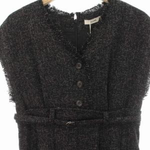 CLANE 22SS TWEED FRINGE ALL IN ONE オールインワン サロペット ツイード 0 XS 黒 ブラック 12112-5212