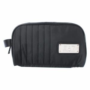 EA7 ポーチ ハンドバッグ ポリエステル キルティング ロゴプレート 黒 ブラック