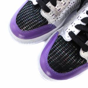 DIESEL MEMORY W スニーカー シューズ ハイカット レザー US5 22.5cm 紫 パープル シルバー色 黒 ブラック 00YC87