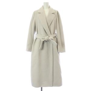 チェスターコート ロング リボンベルト ウール混 38 M グレー