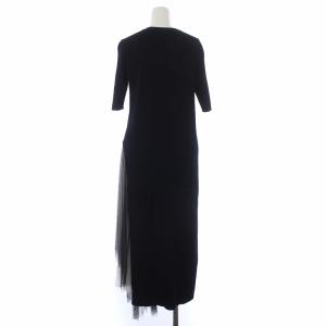 EPOCA 20SS アシンメトリーカッティングリブニットワンピース 半袖 ロング 40 ネイビー