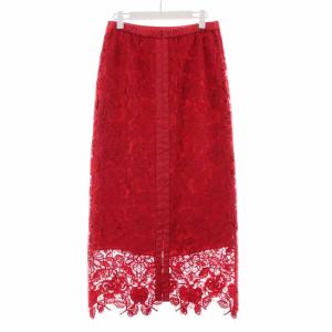 ADORE 20SS フラワーコードレーススカート タイトスカート ロング マキシ レース 花柄 38 M 赤 レッド