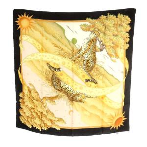Salvatore Ferragamo スカーフ レオパード ヒョウ柄 星 月 シルク 絹 ベージュ ピンク 黒 ブラック