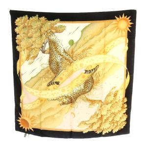 Salvatore Ferragamo スカーフ レオパード ヒョウ柄 星 月 シルク 絹 ベージュ ピンク 黒 ブラック