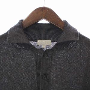 MARGARET HOWELL ニット セーター ポロシャツ 長袖 麻 リネン ウール混 ハーフボタン M ダークブラウン