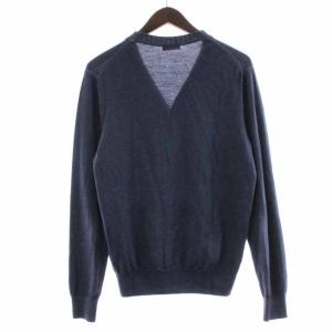 Cruciani カーディガン ニット 長袖 ウール 48 M 紺 ネイビー