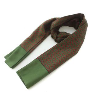 マルジェラ期 アスコットタイ スカーフ 総柄 絹 シルク 緑 グリーン 赤 レッド