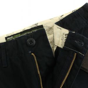 Back Channel チノパン パンツ ジップフライ 裏地ロゴプリント M 紺 ネイビー 2318654
