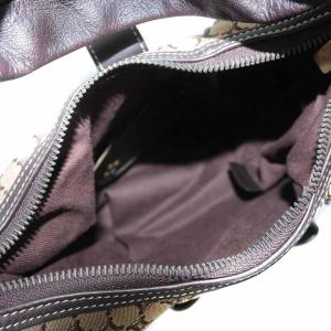 CELINE ワンショルダーバッグ キャンバス レザー マカダム柄 ベージュ 茶