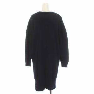 ENFOLD ニット ワンピース ひざ丈 長袖 38 M 紺 ネイビー