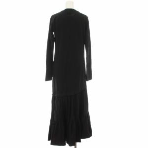 MM6 Maison Margiela 20SS ニットワンピース アシンメトリックラッフル ロング マキシ 長袖 S 黒 ブラック S52CT0486 S23082