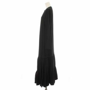 MM6 Maison Margiela 20SS ニットワンピース アシンメトリックラッフル ロング マキシ 長袖 S 黒 ブラック S52CT0486 S23082