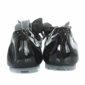 PRADA 3F5083 バレエシューズ リボン レザー 37 黒