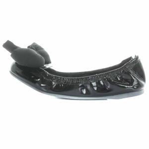 PRADA 3F5083 バレエシューズ リボン レザー 37 黒
