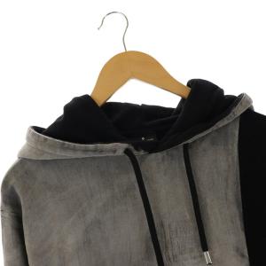 Marcelo Burlon Two-Tone Hoodie パーカー スウェット プルオーバー 長袖 バイカラー ダメージ加工 L 黒 ブラック グレー