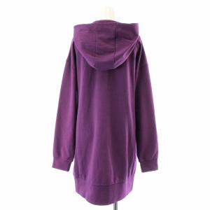 EMPORIO ARMANI EA7 パーカー ジップアップ ロング ロゴプリント 長袖 裏起毛 L パープル ゴールド色