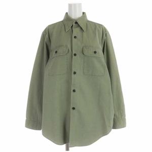 HAMPTON BACK SATIN SHIRT ワークシャツ コットン ポケット 長袖 01 S カーキ