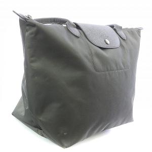 Longchamp プリアージュネオ トートバッグ ハンドバッグ ナイロン レザー グレー 1899578112