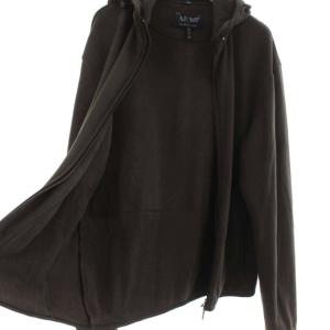 ARMANI JEANS フリースジャケット パーカー ロゴ XL ダークブラウン