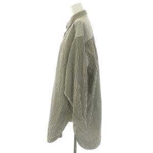 Spick&Span 21AW コンビネーションストライプシャツ ブラウス スタンダードカラー 長袖 ロング ストライプ 茶 ブラウン 白 ホワイト