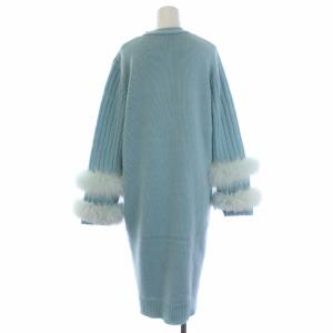Chesty 20AW ファーロングニットカーディガン 長袖 Vネック パール ウール アルパカ F 水色 20K103