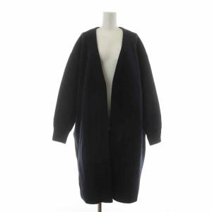 22AW LAMBS WOOLコクーンカーディガン 長袖 ロング ウール 紺 ネイビー 21080200433040