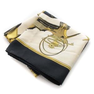 カレ90 LES VOITURES A TRANSFORMATION 折りたたみ式幌の馬車 スカーフ ストール サテン ベージュ