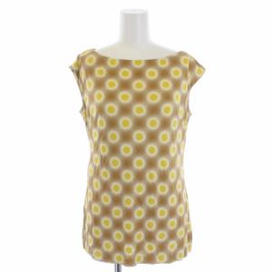 カットソー プルオーバー フレンチスリーブ ドット柄 シルク 42 L ベージュ 黄 イエロー