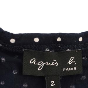 agnes b. セットアップ カーディガン 長袖 スカート ドット 水玉 ひざ丈 2 ネイビー