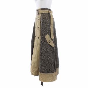 Ameri VINTAGE 18SS STUDIOUS別注 CHECK TRENCH SKIRT チェックトレンチスカート ロング フレア イージー ベルト付き