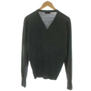 JOHN SMEDLEY ニットカーディガン Vネック 長袖 ハイゲージ ウール S グレー