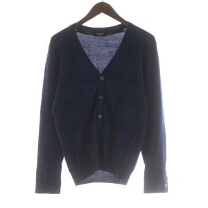 カーディガン 長袖 ウール M 紺 ネイビー