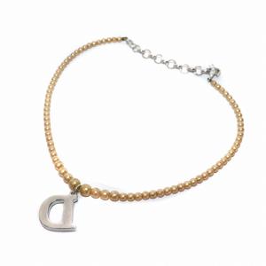 Dior ネックレス ペンダント ロゴトップ フェイクパール ベージュ シルバー OH