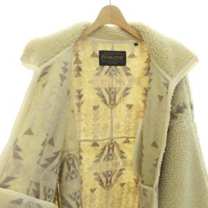 PENDLETON ニコアンド niko and別注 切り替えビッグボアコート アウター ミドル 総柄 F アイボリー