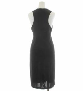 MAX&CO. ワンピース フレア ドレープ ノースリーブ ひざ丈 M 黒 ブラック