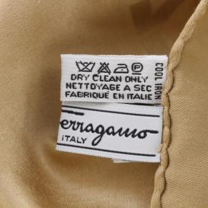 Salvatore Ferragamo スカーフ ストール 柄 ウール シルク イタリア製 ゴールド