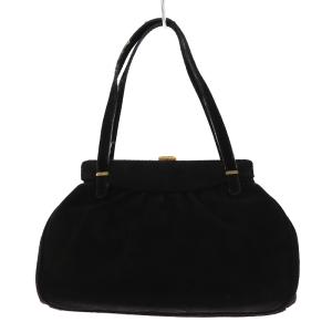 CELINE マカダム ハンドバッグ ミニ トリオンフ金具 がま口 スエード ブラック D OH