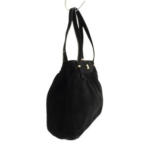 CELINE マカダム ハンドバッグ ミニ トリオンフ金具 がま口 スエード ブラック D OH