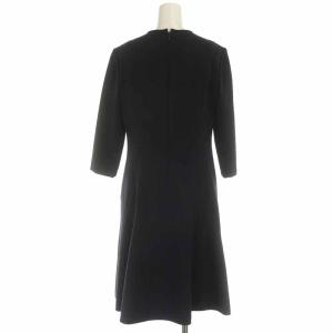 ANAYI フレアワンピース ひざ丈 七分袖 38 M 紺 ネイビー