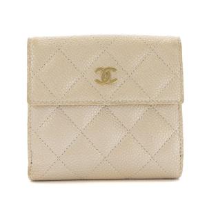 ココマーク キャビアスキン マトラッセ 16番台 二つ折り財布 Wホック レザー ピンク