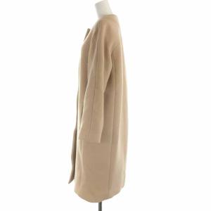 ANAYI 20AW ダブルビーバークルーコート ノーカラーコート ロング ウール カシミヤ混 38 M ベージュ